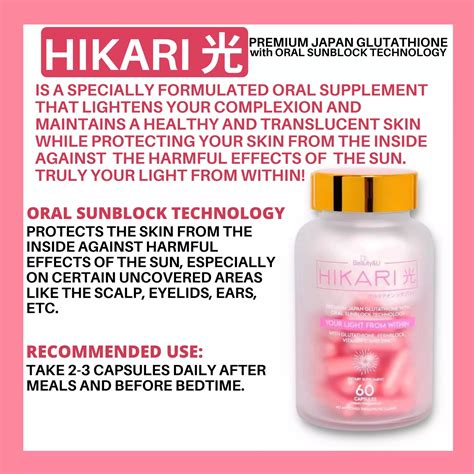 Hikari Glutathione Capsule Premium Japan Glutathione With Oral Sunbl