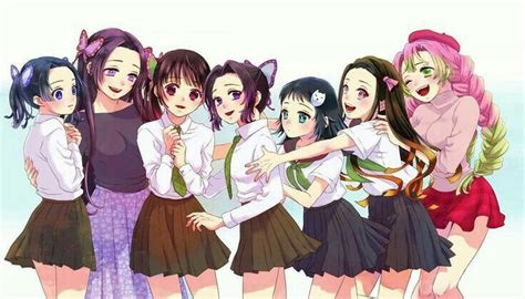 Kanae, Shinobu, Kanao, Aoi, Mitsuri, Nezuko and Makomo | Anime ...