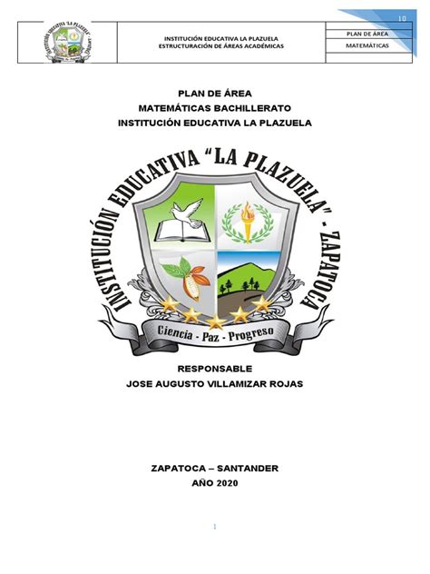 Plan De Area Matematicas Bachillerato 2020 Pdf Números Enseñanza De Matemática