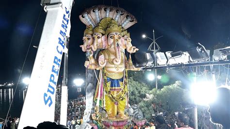 Khairatabad Ganesh Immersion At Tank Bund Khairatabad Ganesh