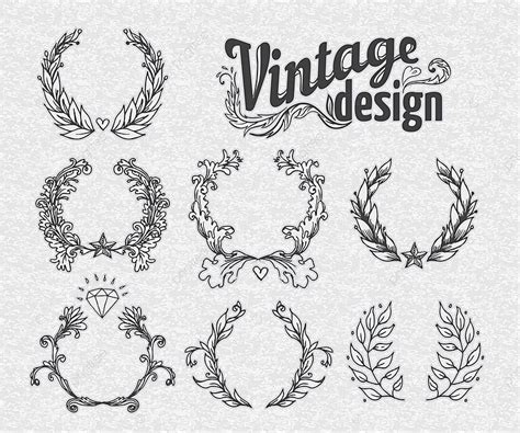 Vintage Design Elements Set Ribbons Baroque Template Empty Vector