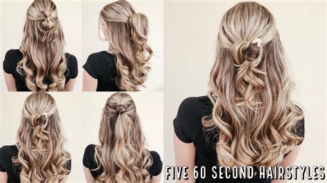 5 Easy 60 Second Half Up Hairstyles Youtube