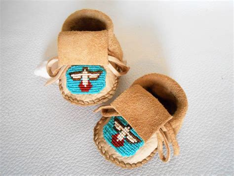 Hand Beaded Baby Moccasins Handmade Infant Mocs Hand Sewn