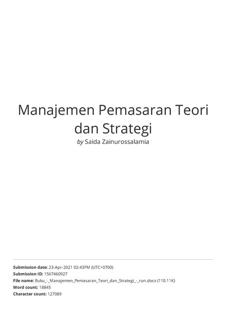 Manajemen Pemasaran Teori Dan Strategi Universitas Halu Oleo Studocu