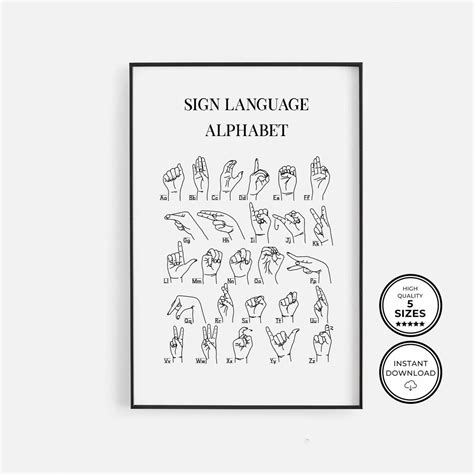 ASL, Alphabet Poster, Printable American Sign Language, Educational ...