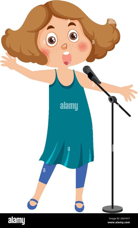 Singer Girl Cartoon Character Illustration Stock Vector Image And Art Alamy