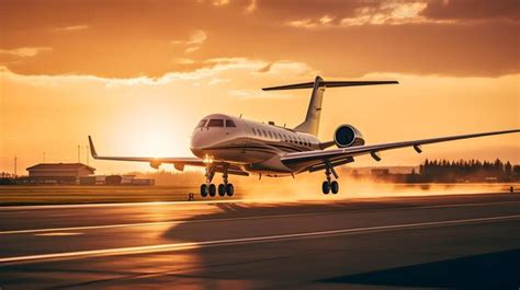 Premium Photo Private Jet Taking Off Against A Sunset Sky