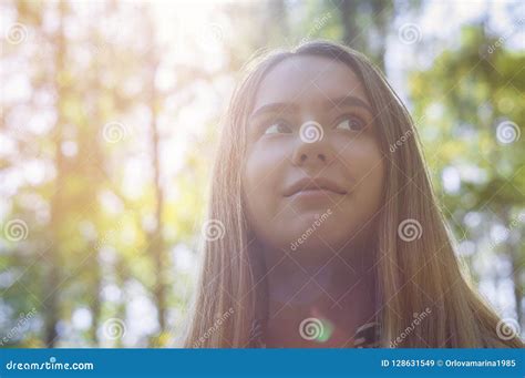 The Girl Smiles And Looks Away Stock Image Image Of Smooth Smile