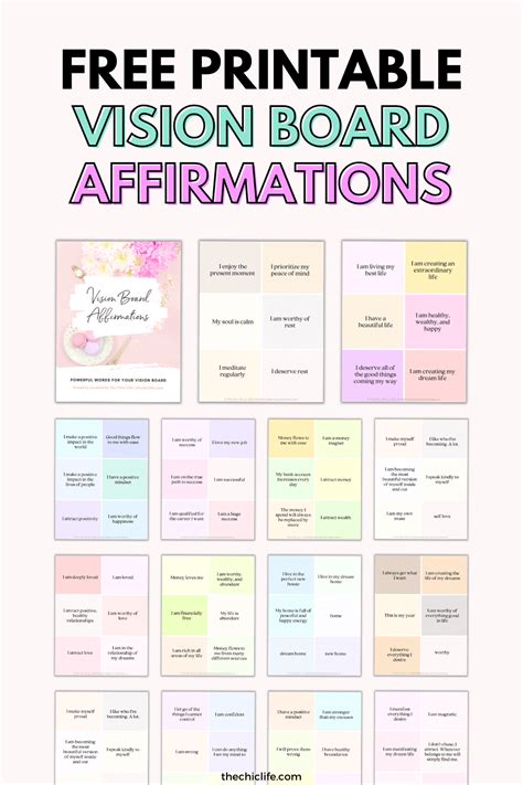 Get A Free Law Of Attraction Vision Board Affirmations Printable Click To Download You