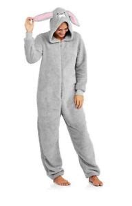 Gray Easter Bunny Hooded Non Footed Pajamas Plush Rabbit Ears 1 PC NWT M LASTONE | eBay