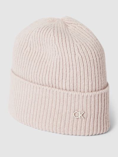 Ck Calvin Klein Beanie Mit Label Detail Hellgrau Online Kaufen