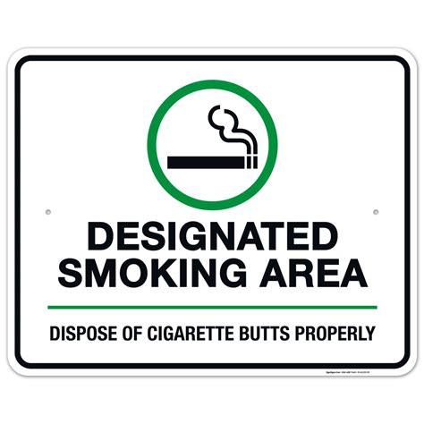 Designated Smoking Area Sign Dispose Of Cigarette Butts Properly