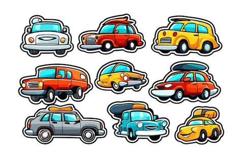 Pegatinas De Coches Antiguos E Ilustraci N De Coches De Viaje Vector