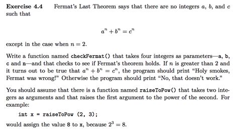 Solved Exercise 44 Such That Fermats Last Theorem Says