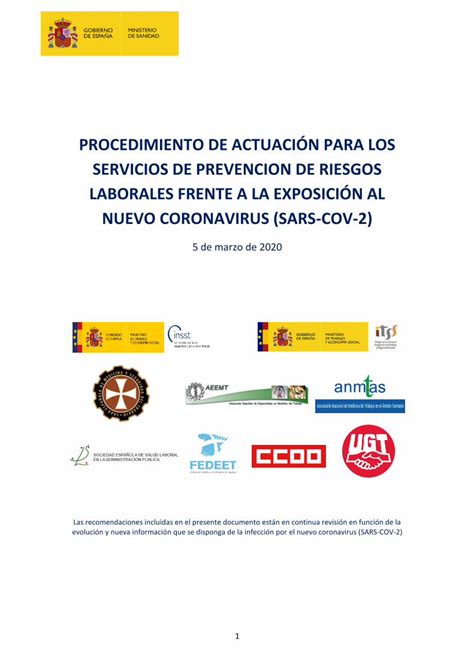 Pdf Procedimiento De Actuaci N Para Los Servicios De Prevencion De