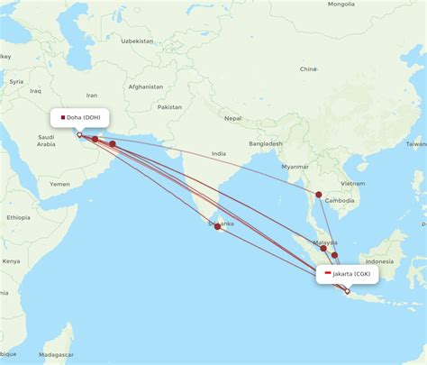 All Flight Routes From Doha To Jakarta Doh To Cgk Flight Routes