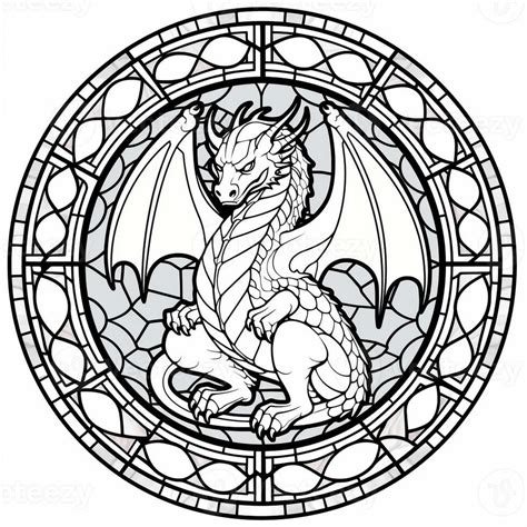 Stained Glass Dragon Coloring Pages 26910310 Stock Photo At Vecteezy