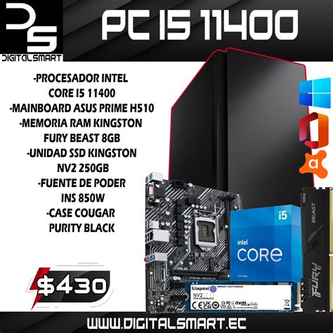 PC INTEL I5 11400 MBO ASUS H510 RAM 8GB SSD M 2 DE 250GB CASE COUGAR