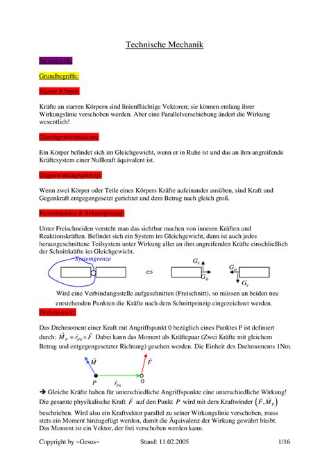 Tm Technische Mechanik 1 Zusammenfassung Technische Mechanik