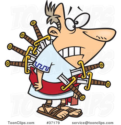 Cartoon Betrayed Man Julius Caesar Stabbed With Swords 37179 By Ron