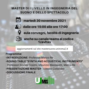 Mis Master Di Ingegneria Del Suono Open Day In Presenza E On