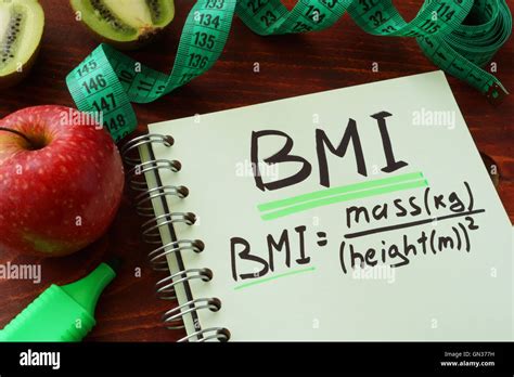 BMI body mass index (metric formula) written on a notepad sheet Stock ...
