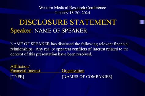 Sample Slideshow Disclosure Slides Author Ppt