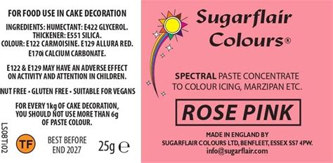 Sugarflair Rose Pink Spectral Food Colouring Paste G Highly