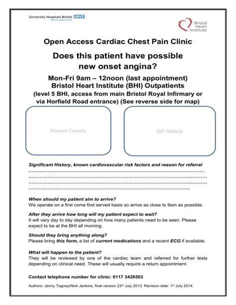 Rapid Access Chest Pain Clinic Referral