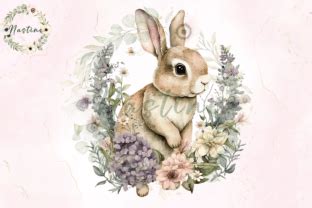 Floral Rabbit Watercolor Clipart Graphic By Nastine Creative Fabrica