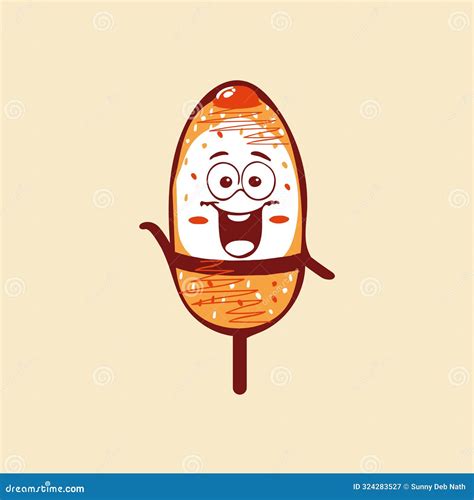 Korean Corn Dog Cartoon Character Food Vector Illustration Stock