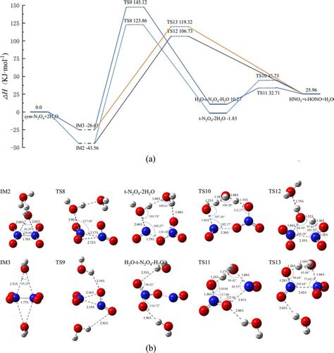 A PES Of N 2 O 4 H 2 O 2 Isomerization And Reaction Course B