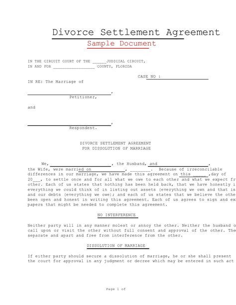 49 Editable Marital Settlement Agreements Wordpdf Templatelab