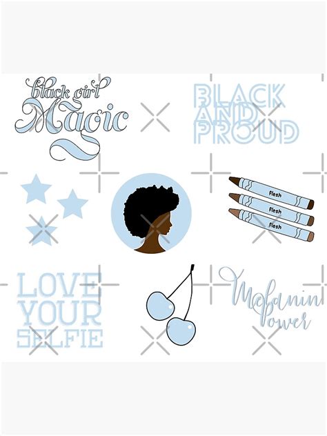 Light Blue Black Girl Magic Sticker Pack Collection Of Hand Drawn