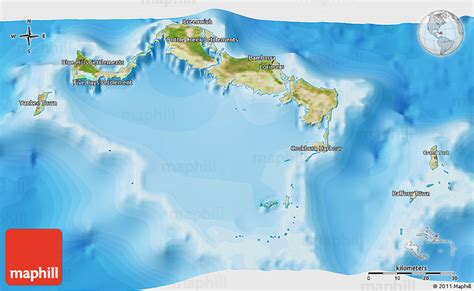 Satellite 3d Map Of Turks And Caicos Islands Political Shades Outside