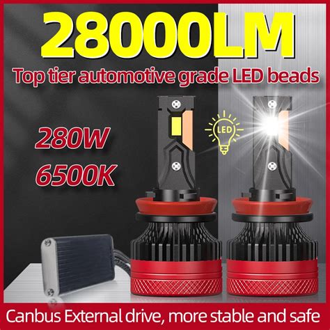 6500K 280W H7 H4 Led Lamp Double Copper Tube Canbus Led Lights For Car