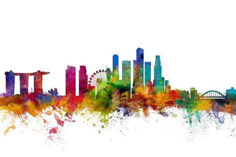 Singapore Skyline Digital Art By Michael Tompsett