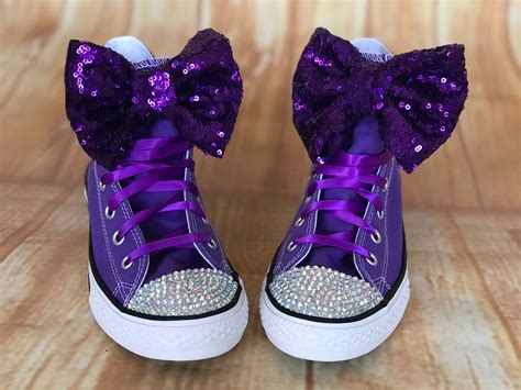 Purple Touch of Bling Converse Sneakers, Little Kids Shoe Size 11-3 | Little Ladybug Tutus