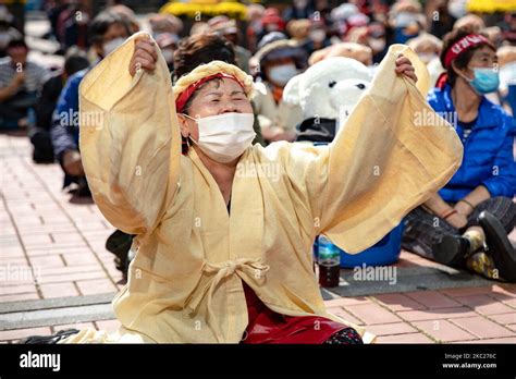 Merchants From The Federation Of Street Vendors Shout Slogans During A