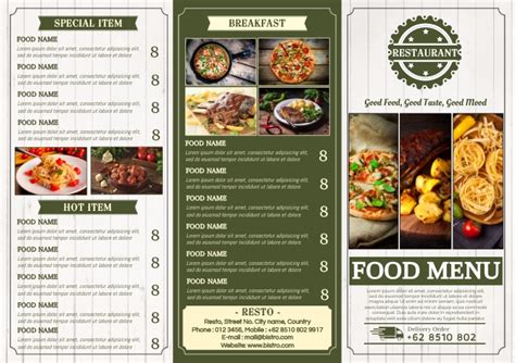 Restaurant Tri Fold Menu Template Postermywall