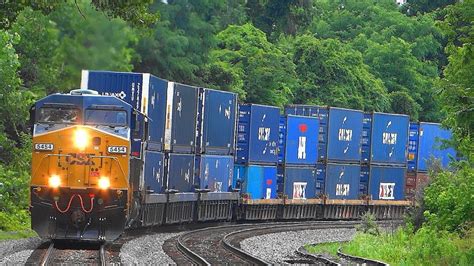 A Long Csx Double Stack Intermodal Train Youtube