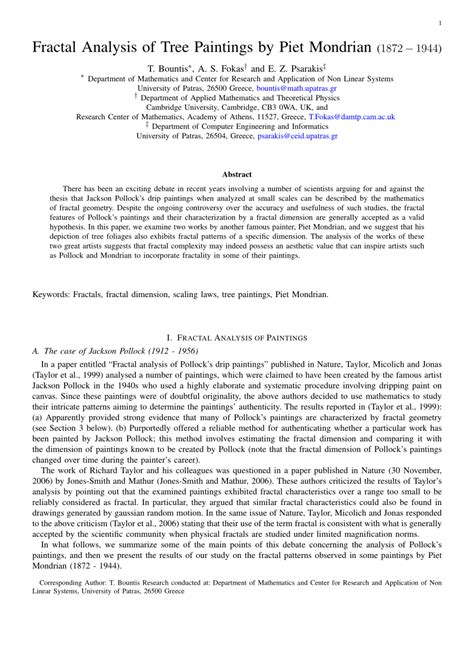 (PDF) Fractal analysis of tree paintings by Piet Mondrian (1872-1944)