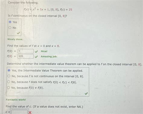 Solved Consider The Following F X X2 5x 1 [0 8] F C 25is F