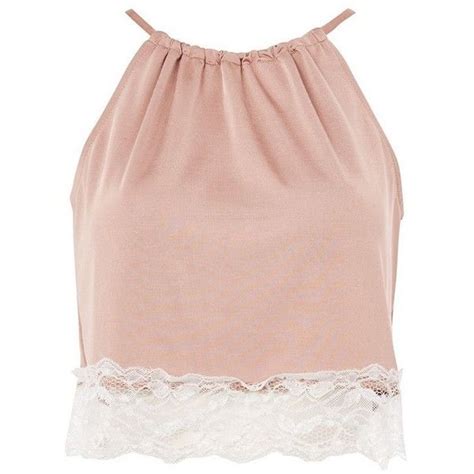 Womens Topshop Satin And Lace Halter Pajama Top 30 Liked On Polyvore