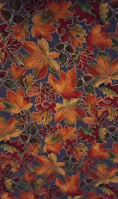 Cotton fabric FALL LEAVES on GRAY Autumn Sparkle Chestnut