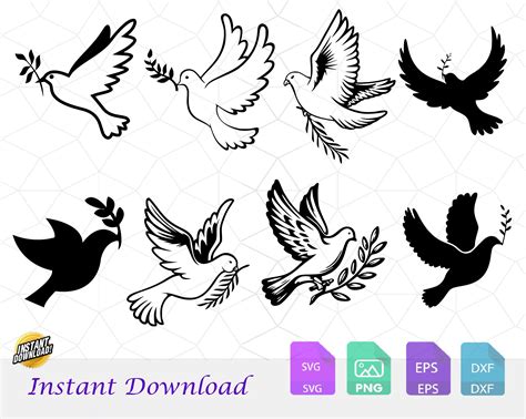 Doves Svg Dove Vector Dove Clipart Peace Svg Dove Silhouette