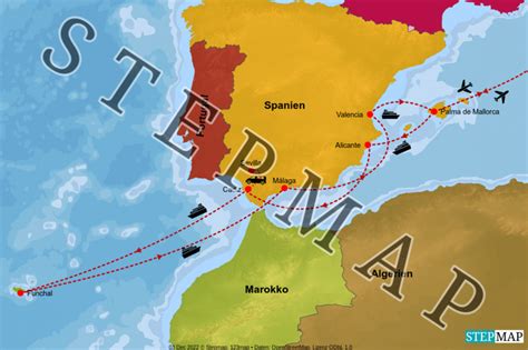 StepMap Aida Stella Festtagsreise Landkarte für Mittelmeer