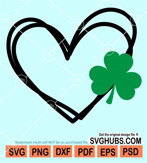 Shamrock Heart Svg Heart Of Shamrocks Svg Clover Heart Svg Girls St