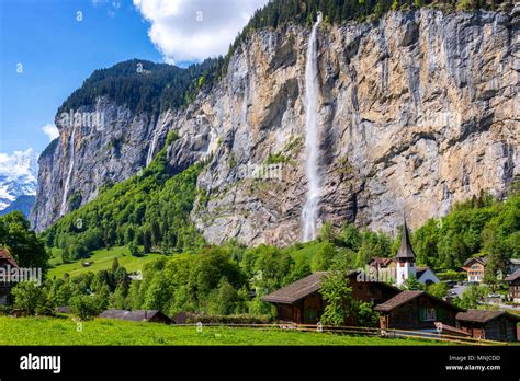 View Of Lauterbrunnen With Staubbach Falls Interlaken Oberhasli Bern