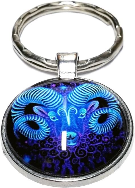 Porte Clé Bélier Bleu Métal Signe Astrologique Zodiaque astro clef